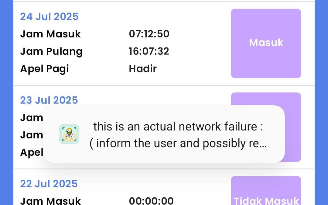 Muncul Pesan “this is an actual network failure”